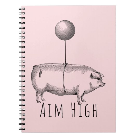 Carnet Aim High Cute Pig and Balloon Inspirational (Devant)