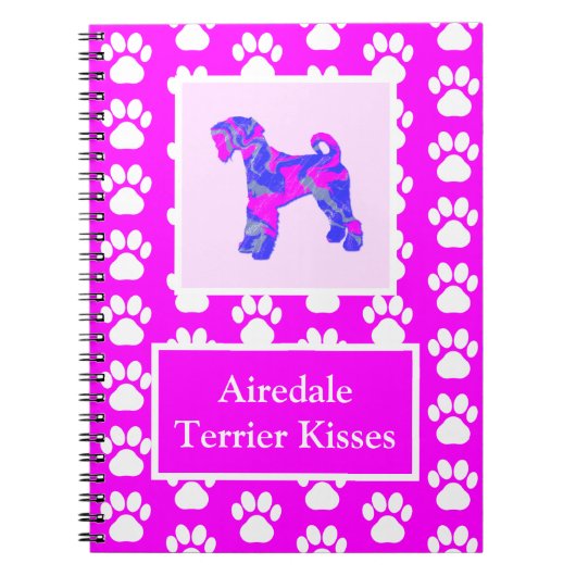 Carnet Airedale Terrier Dog Kisses Silhouette Cute P&B (Devant)