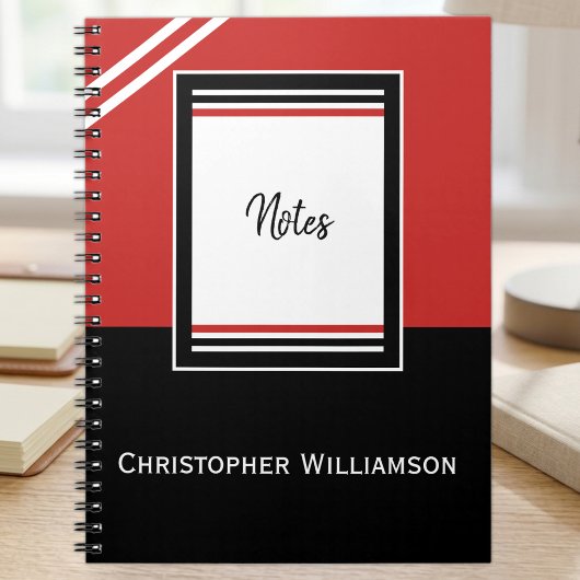 Carnet Ajouter des bandes rouges et noires au nom