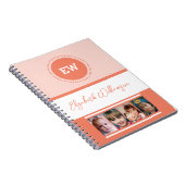Carnet Ajouter initiales nom 4 photos blanc orange (Côté Droit)
