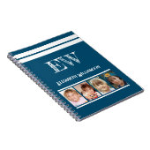 Carnet Ajouter initiales nom 4 photos bleu blanc (Côté Droit)