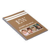 Carnet Ajouter initiales nom 4 photos brun blanc (Côté Droit)