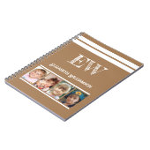 Carnet Ajouter initiales nom 4 photos brun blanc (Côté gauche)