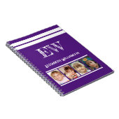 Carnet Ajouter initiales nom 4 photos violet blanc (Côté Droit)