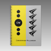 Carnet Ajouter le nom des initiales jaune et gris