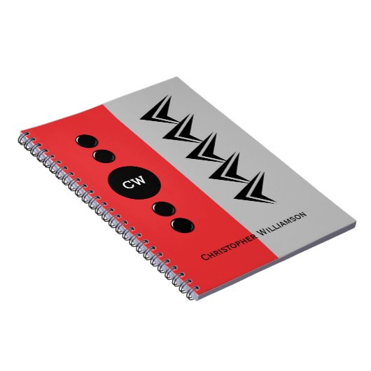 Carnet Ajouter le nom des initiales rouge et gris (Côté Droit)