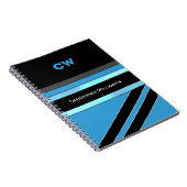 Carnet Ajouter le nom et les initiales bleu noir bureau (Côté Droit)