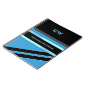 Carnet Ajouter le nom et les initiales bleu noir bureau (Côté gauche)