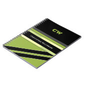 Carnet Ajouter le nom et les initiales bureau noir vert (Côté gauche)