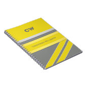 Carnet Ajouter le nom et les initiales jaune gris bureau (Côté Droit)