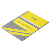 Carnet Ajouter le nom et les initiales jaune gris bureau (Côté gauche)