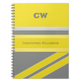 Carnet Ajouter le nom et les initiales jaune gris bureau (Devant)