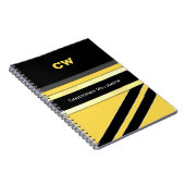 Carnet Ajouter le nom et les initiales jaune noir bureau (Côté Droit)