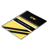 Carnet Ajouter le nom et les initiales jaune noir bureau (Côté gauche)
