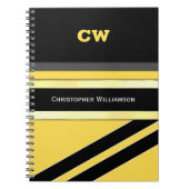 Carnet Ajouter le nom et les initiales jaune noir bureau (Devant)