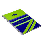 Carnet Ajouter le nom et les initiales vert bleu bureau (Côté Droit)