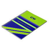 Carnet Ajouter le nom et les initiales vert bleu bureau (Côté gauche)