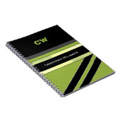 Carnet Ajouter le nom et les initiales vert noir bureau (Côté Droit)