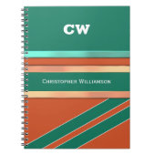 Carnet Ajouter le nom et les initiales vert orange bureau (Devant)