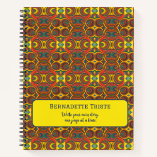 Carnet Ajouter le nom Red Yellow Orange Owl Inspiré Motif