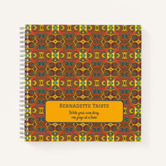 Carnet Ajouter le nom Red Yellow Orange Owl Inspiré Motif
