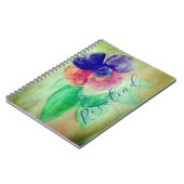 Carnet Ajouter le nom Violet Bleu et rose Pastel Floral (Côté gauche)