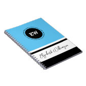 Carnet Ajouter les initiales et le nom bleu et noir (Côté Droit)