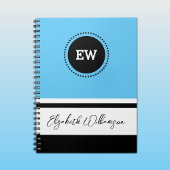 Carnet Ajouter les initiales et le nom bleu et noir