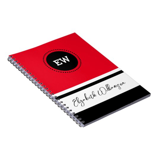 Carnet Ajouter les initiales et le nom rouge et noir (Côté Droit)