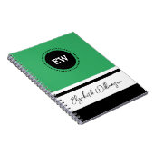 Carnet Ajouter les initiales et le nom vert et noir (Côté Droit)