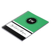 Carnet Ajouter les initiales et le nom vert et noir (Côté gauche)