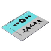 Carnet Ajouter les initiales nom turquoise et gris (Côté gauche)
