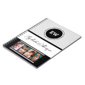 Carnet Ajouter nom initiales 4 photos blanc noir (Côté gauche)