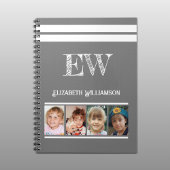 Carnet Ajouter nom initiales 4 photos gris blanc
