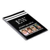 Carnet Ajouter nom initiales 4 photos noir blanc (Côté Droit)