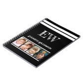 Carnet Ajouter nom initiales 4 photos noir blanc (Côté gauche)