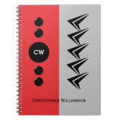 Carnet Ajouter nom initiales rouge et gris (Devant)
