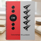Carnet Ajouter nom initiales rouge et gris