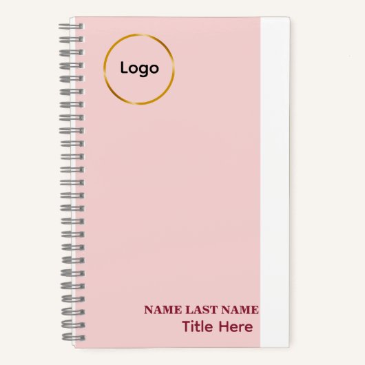 Carnet Ajouter un logo Simple Blush Rose Nom Titre (Recto)