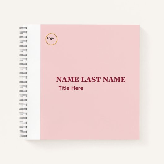 Carnet Ajouter un logo Simple Blush Rose Nom Titre (Devant)