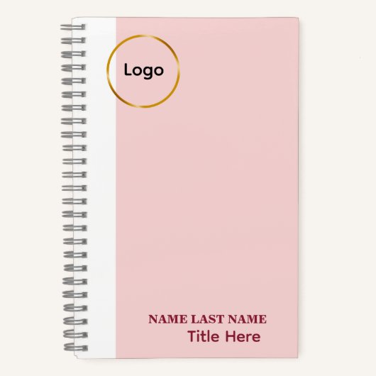 Carnet Ajouter un logo Simple Blush Rose Nom Titre (Recto)