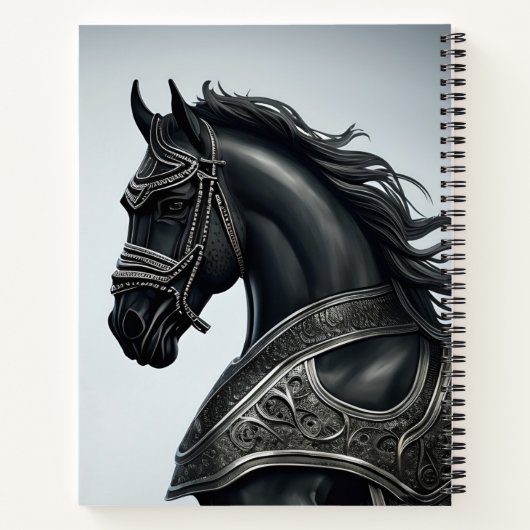 Carnet Ajouter un message de nom, Cheval Noir Fort avec A (Dos)