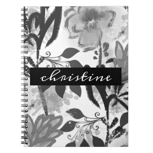 Carnet Ajouter un nom de script | Motif floral botanique (Devant)