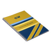 Carnet Ajouter un nom et des initiales bleu or bureau (Côté Droit)