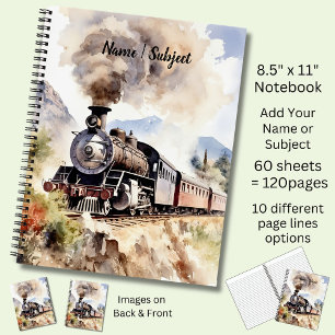 Carnet Ajouter un nom / Objet Train à vapeur Brown