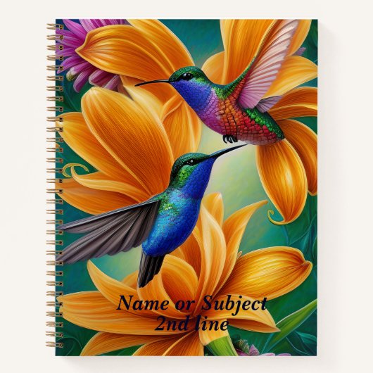 Carnet Ajouter un nom Texte, Humming Birminds on Orange B (Devant)