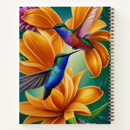 Carnet Ajouter un nom Texte, Humming Birminds on Orange B (Dos)