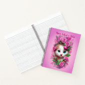 Carnet Ajouter un nom Texte, mignon Chic Kitten, Roses ro (Intérieur)