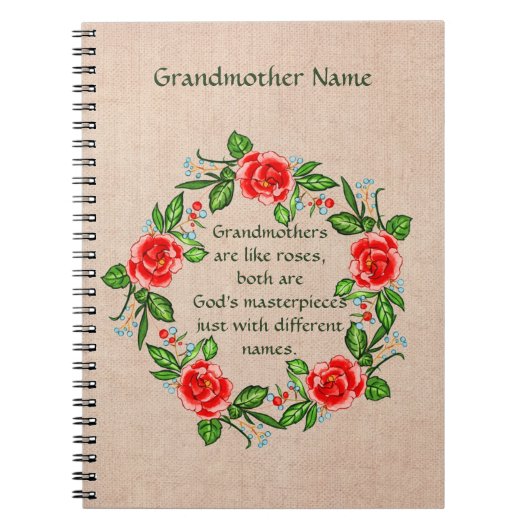 Carnet Ajouter un texte, grand-mères Comme Roses, grand-m (Devant)