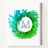 Carnet Ajouter une couronne de Noël vert rose monogramme (Dos)